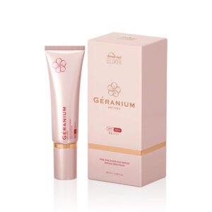 DEWellness Elixir Geranium Senses Rise and Shine Sun Serum Broad Spectrum SPF50+ PA++++ (50 ml) – เจอราเนียม เซรั่มน้ำค้างกันแดด